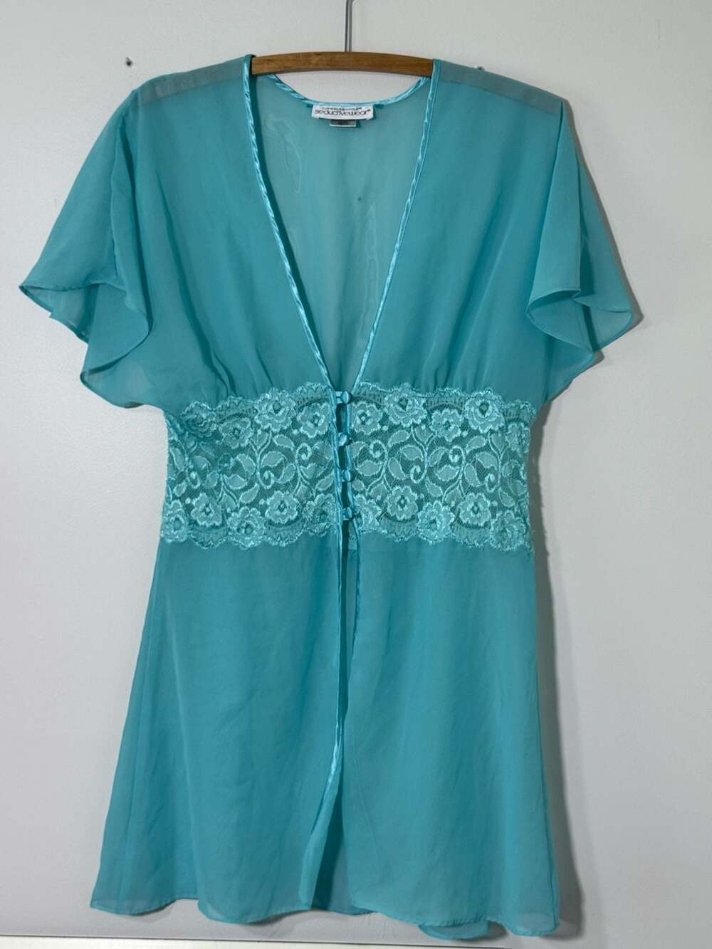 Cinema Etoile Seductive Wear Aqua  M Button Robe